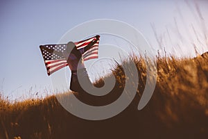 Woman with American Flag