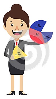 Woman with analytics, illustration, vector