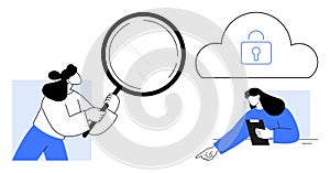 Cloud Data Security and Analysis with Magnifying Glass and Tablet Interaction