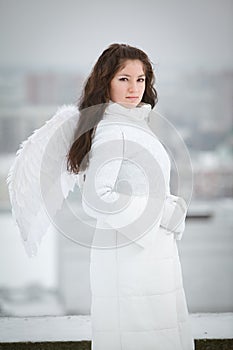 Woman with angel wings