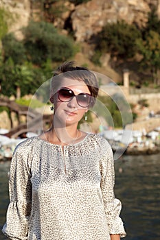 Woman at Antalya harbor