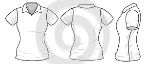 Woman apparel design template. T-shirt front side and back view