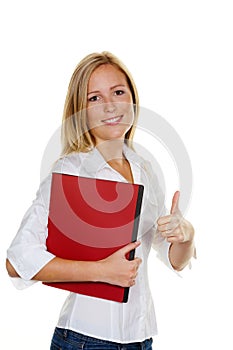 Woman with application folders photo