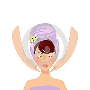 Woman apply spa massage or cosmetics procedures