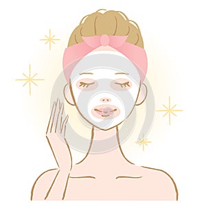 Woman applying face pack