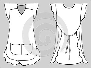 Woman apron with frills and pockets