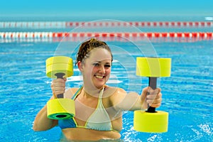 Woman in aqua aerobic