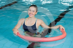 Woman with aqua tube