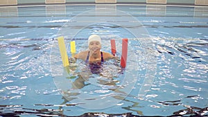 Woman in Aquarobic Fitness Swimming Pool