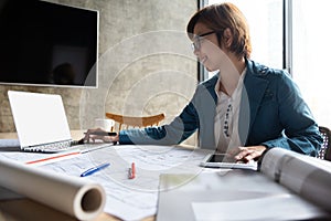 Woman Architect working.