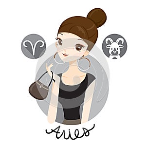 Woman With Aries Zodiac Sign