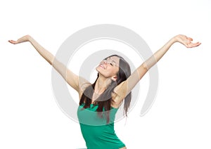 Woman with arms open feeling freedom and happines