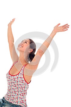Woman with arms wide open