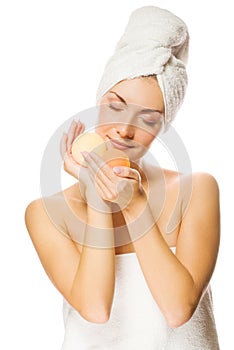 Woman with aroma bath ball