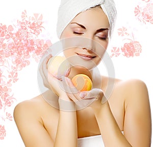 Woman with aroma bath ball