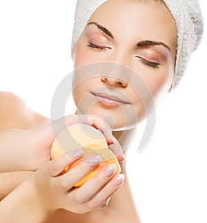 Woman with aroma bath ball