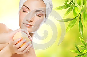 Woman with aroma soap photo