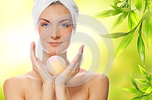 Woman with aroma soap photo
