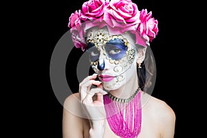 Woman art make up Scary skull