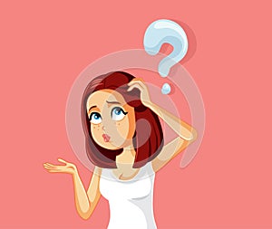 Woman Asking Questions Vector Cartoon Illustration