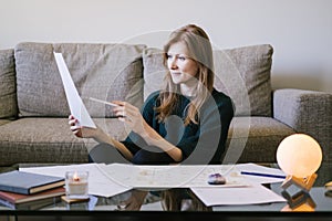 Woman astrologist conducts a consultation at home.