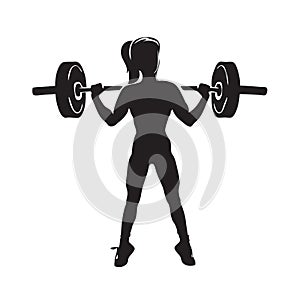 Woman athlete with barbell