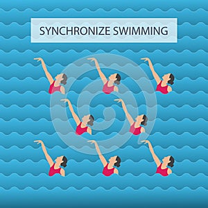 Woman athlete on the performance of synchronized swimming