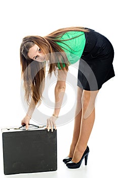 Woman and attache case