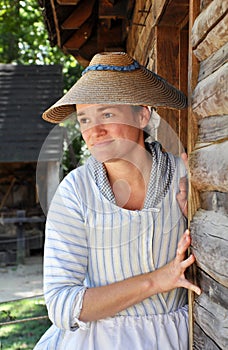 Woman in attire from 1700s