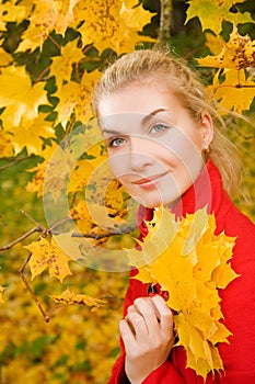 Woman in atumn forest