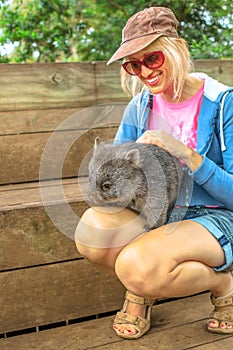 Woman with australian Wombat