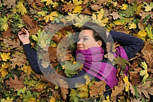 Woman in autumn park