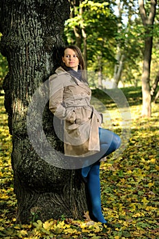 Woman in autumn park