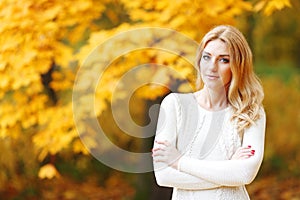 Woman in autumn park