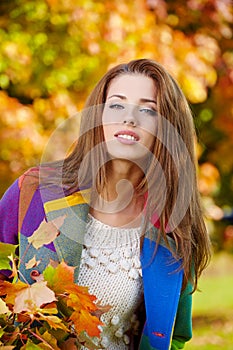 Woman in autumn park