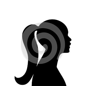 Woman avatar profile. Vector silhouette of a woman\'s head or icon isolated on a white background. Symbol of female beauty
