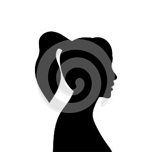 Woman avatar profile. Vector silhouette of a woman\'s head or icon isolated on a white background. Symbol of female beauty