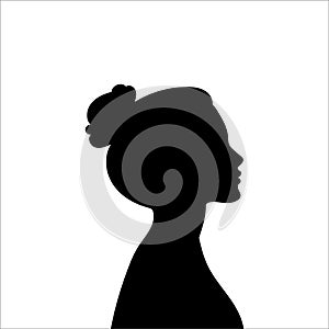 Woman avatar profile. Vector silhouette of a woman\'s head or icon isolated on a white background. Symbol of female beauty