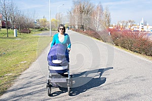 Woman with baby buggy