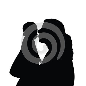 A woman and baby head, silhouette vector