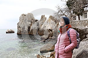 Woman on background of Chekhov Bay