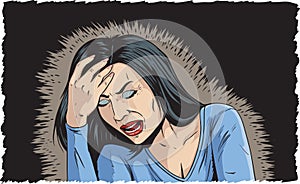 Woman with bad headache