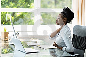 Woman With Bad Posture And Ergonomics photo