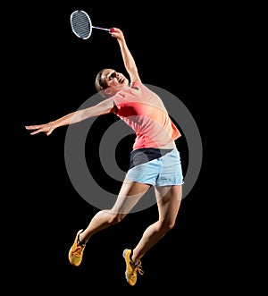 Woman badminton player without shuttlecock ver