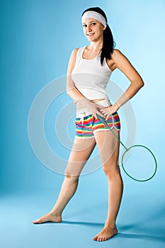 Woman with badminton racket