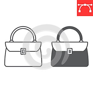 Woman bag line and glyph icon