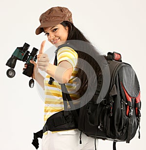 Woman with bag in a travel mood