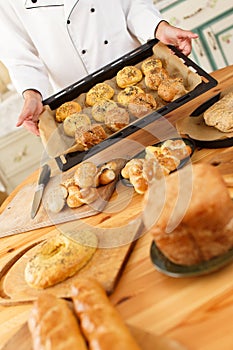 Woman with baked goods