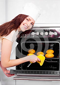 Woman baking bread