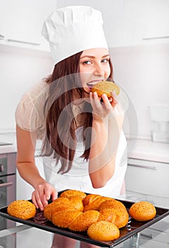 Woman baking bread